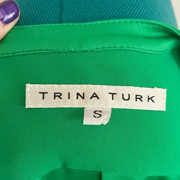 Trina Turk Sleeveless V-Neck Blouse in Emerald Green - Picture 5 of 6